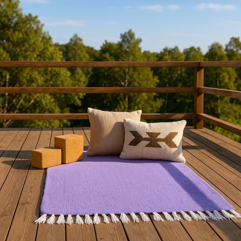 Open Road Goods Solid Color Mexican Yoga Blanket – Large Handwoven Throw for Yoga, Beach, Camping or Home – Soft and Durable Cotton Blend - Image 3